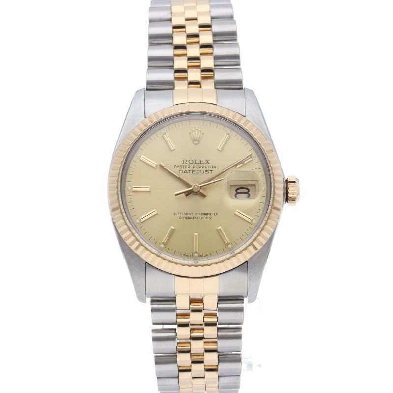 Rolex Datejust Watch Antique Box International Service 18k Yellow Gold SS Sha