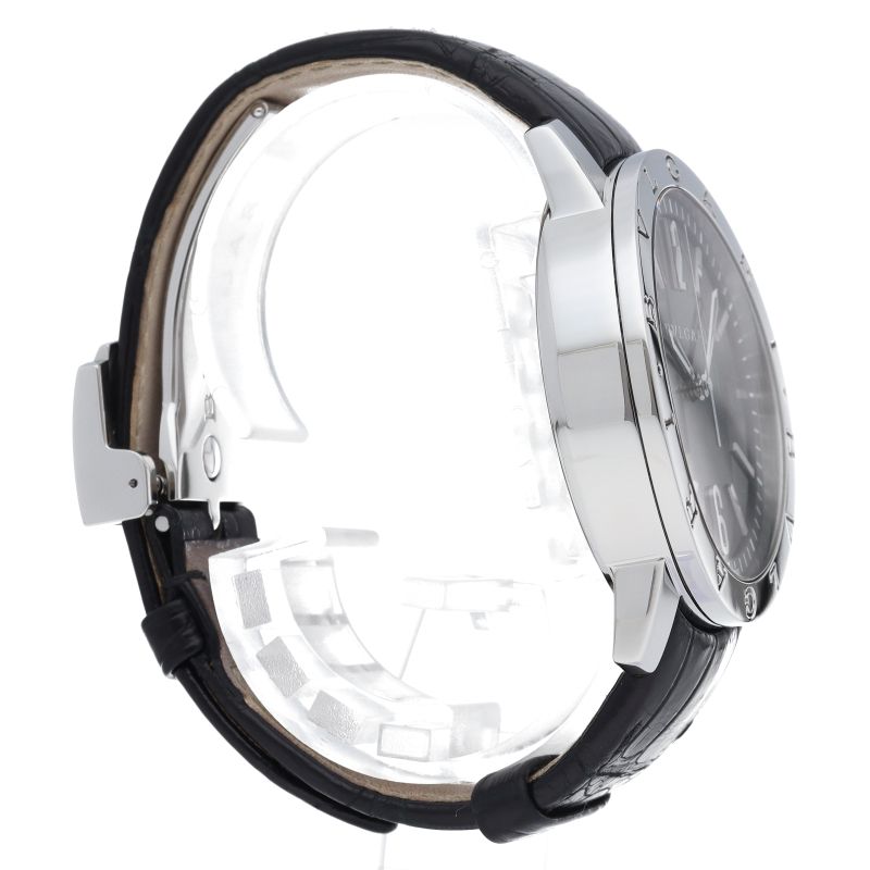 Bvlgari Watch SS Leather Black Polished
