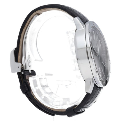 Bvlgari Watch SS Leather Black Polished