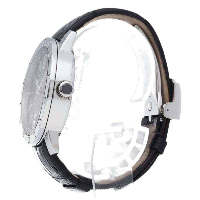 Bvlgari Watch SS Leather Black Polished
