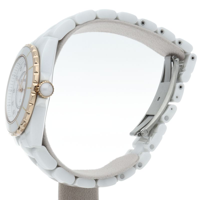 Chanel Watch Diamond Box Ceramic PG White Polished