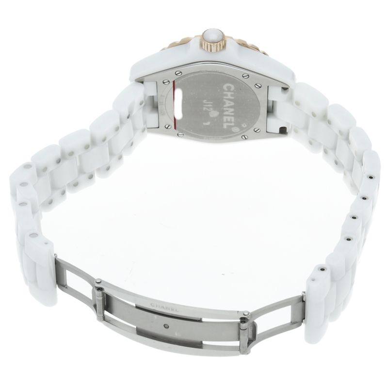 Chanel Watch Diamond Box Ceramic PG White Polished