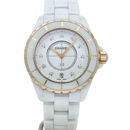Chanel Watch Diamond Box Ceramic PG White Polished
