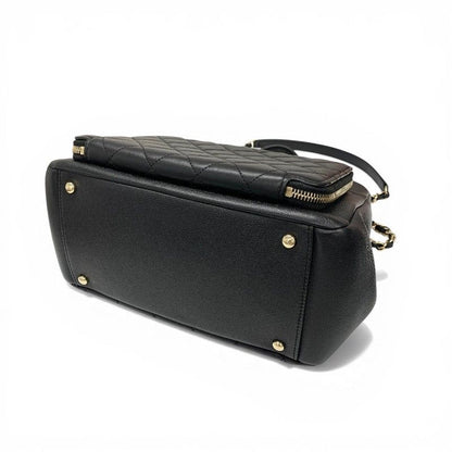 Chanel Handbag Black Gold Business Affinity Caviar Leather Turnlock CC Logo
