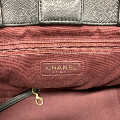 Chanel Handbag Black Gold Business Affinity Caviar Leather Turnlock CC Logo