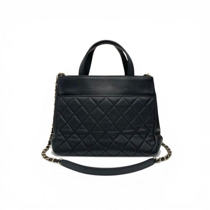 Chanel Handbag Black Gold Business Affinity Caviar Leather Turnlock CC Logo