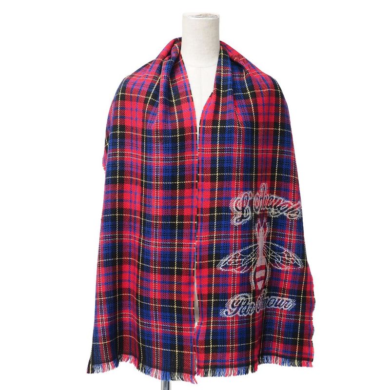 Gucci L'aveugle Par Amour Shawl Check Fringe Scarf