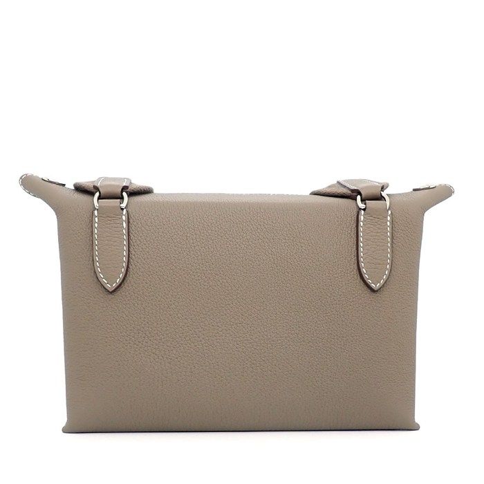Hermes Shoulder Bag Vidopoche Etoupe Togo Silver