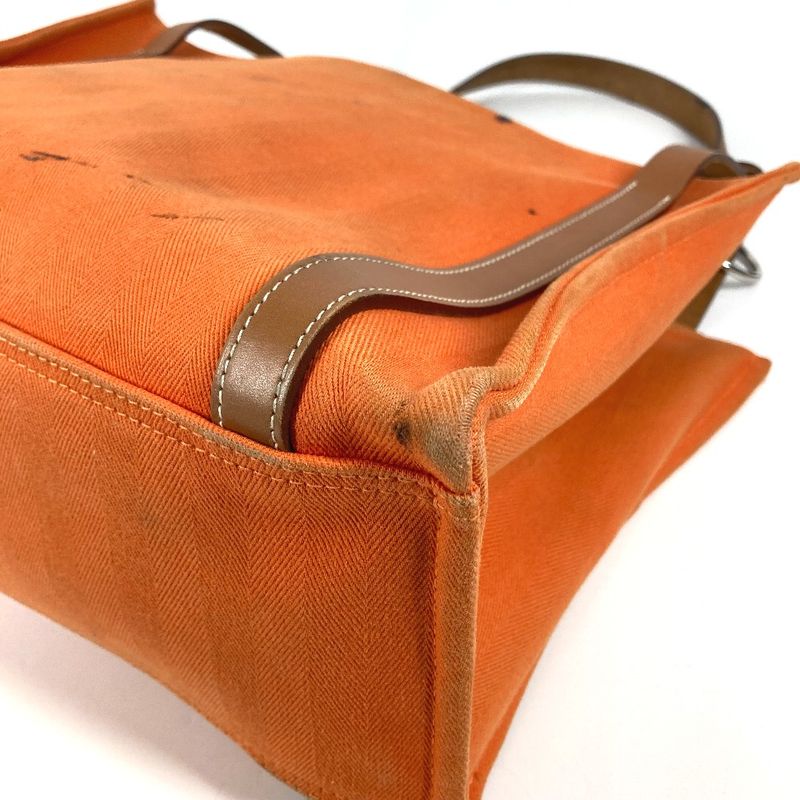 Hermes Shoulder Bag Cavalicol Leather Canvas Orange