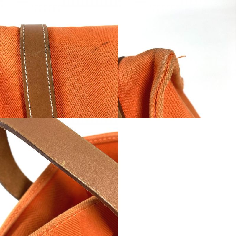 Hermes Shoulder Bag Cavalicol Leather Canvas Orange