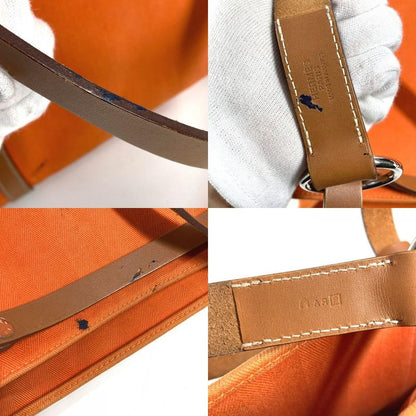 Hermes Shoulder Bag Cavalicol Leather Canvas Orange