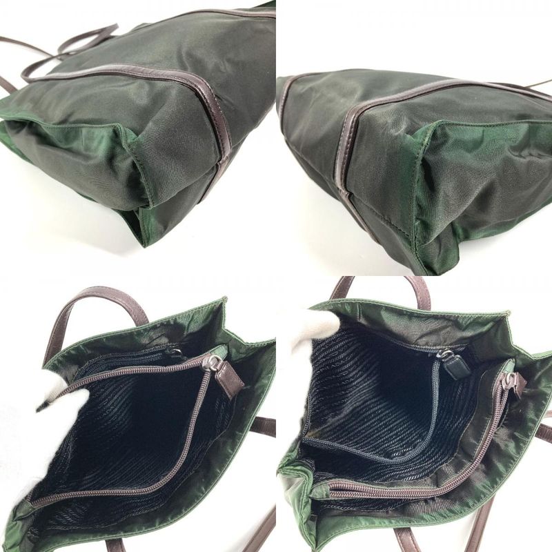 Prada Shoulder Bag Triangle Logo Nylon Khaki