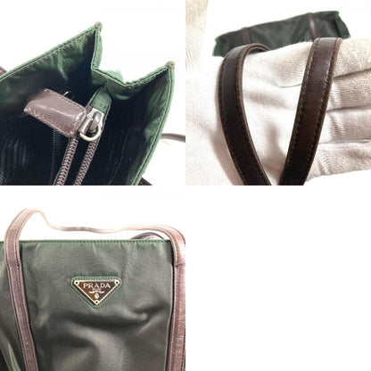 Prada Shoulder Bag Triangle Logo Nylon Khaki