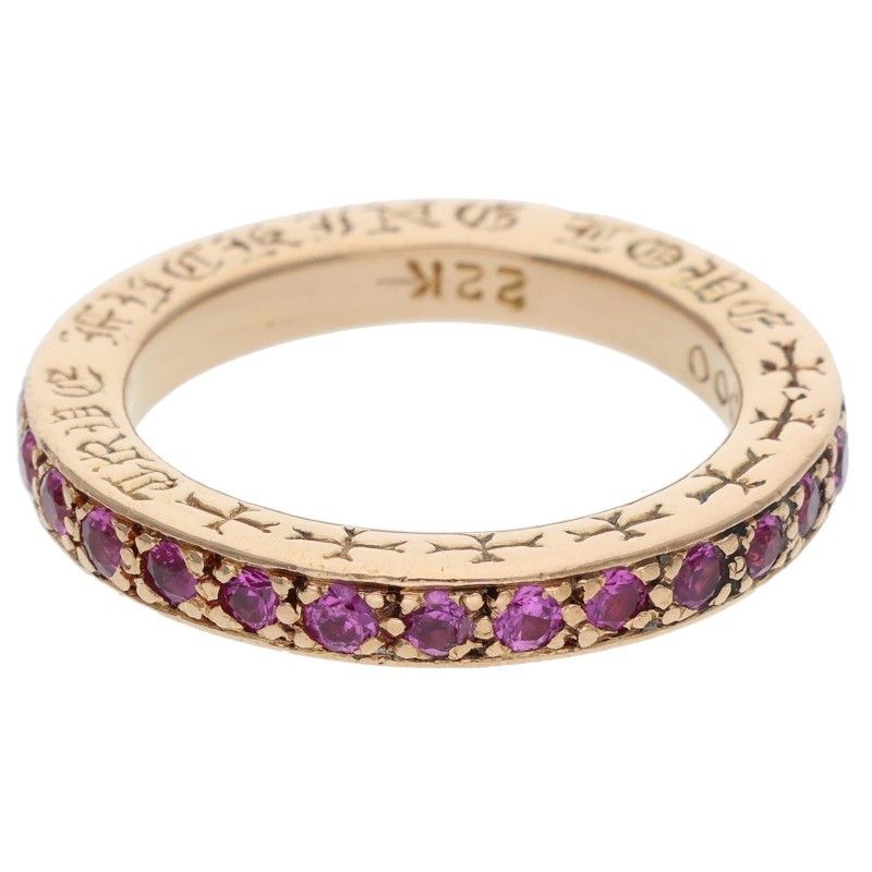 Chrome Hearts 22k Tfl Pave Pink Saffiano Gold Ring