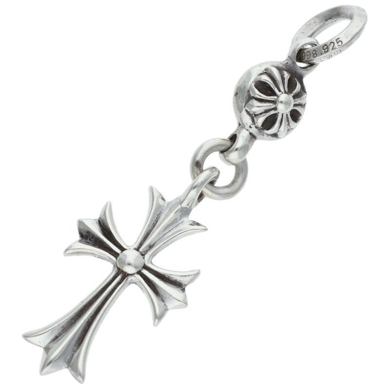 Chrome Hearts Tny CH Crs 1 Ball Tiny Ch Cross Charm Silver Necklace Top