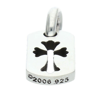 Chrome Hearts DT Tny CO Crs Tiny Cut Out Cross Dog Tag Charm Silver Necklace Top