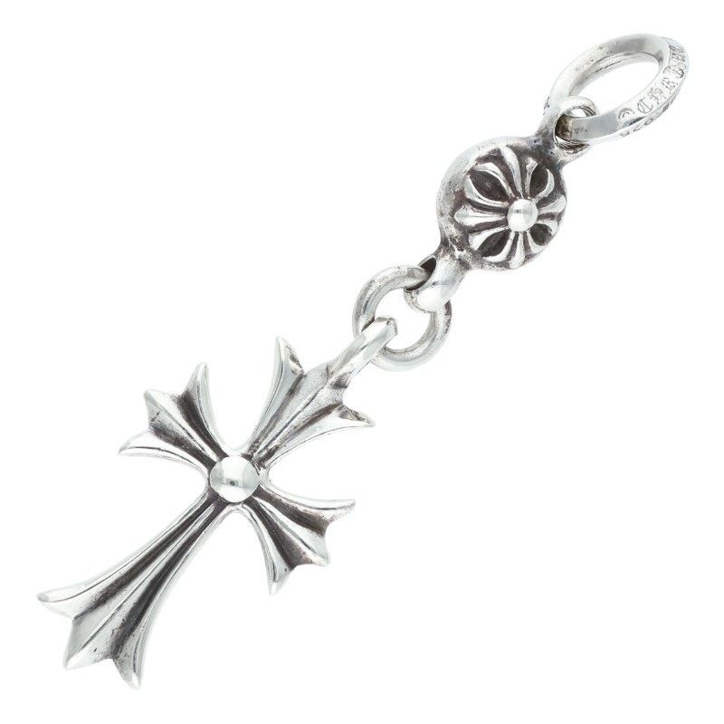 Chrome Hearts Tny CH Crs 1 Ball Tiny Ch Cross Charm Silver Necklace Top