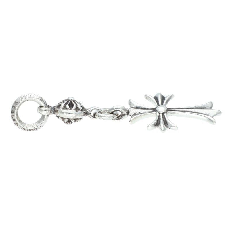 Chrome Hearts Tny CH Crs 1 Ball Tiny Ch Cross Charm Silver Necklace Top