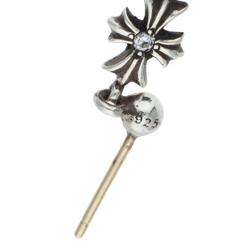 Chrome Hearts Tiny CH Pls Dia 5 Ech Plus 5 Drop 5 Diamond Silver Earrings
