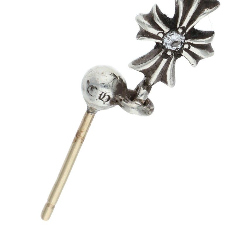 Chrome Hearts Tiny CH Pls Dia 5 Ech Plus 5 Drop 5 Diamond Silver Earrings