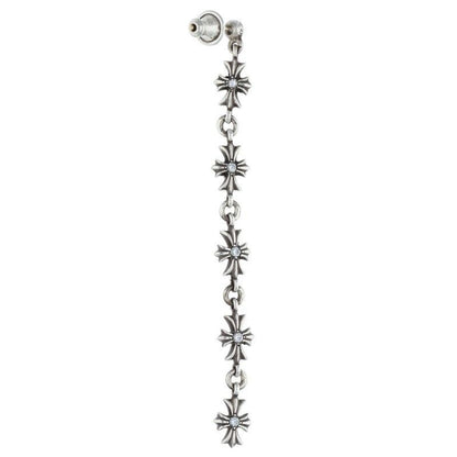 Chrome Hearts Tiny CH Pls Dia 5 Ech Plus 5 Drop 5 Diamond Silver Earrings