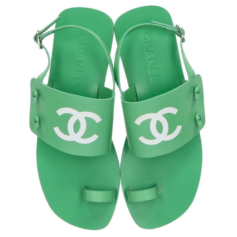 Chanel CC Logo Flat Sandals 37