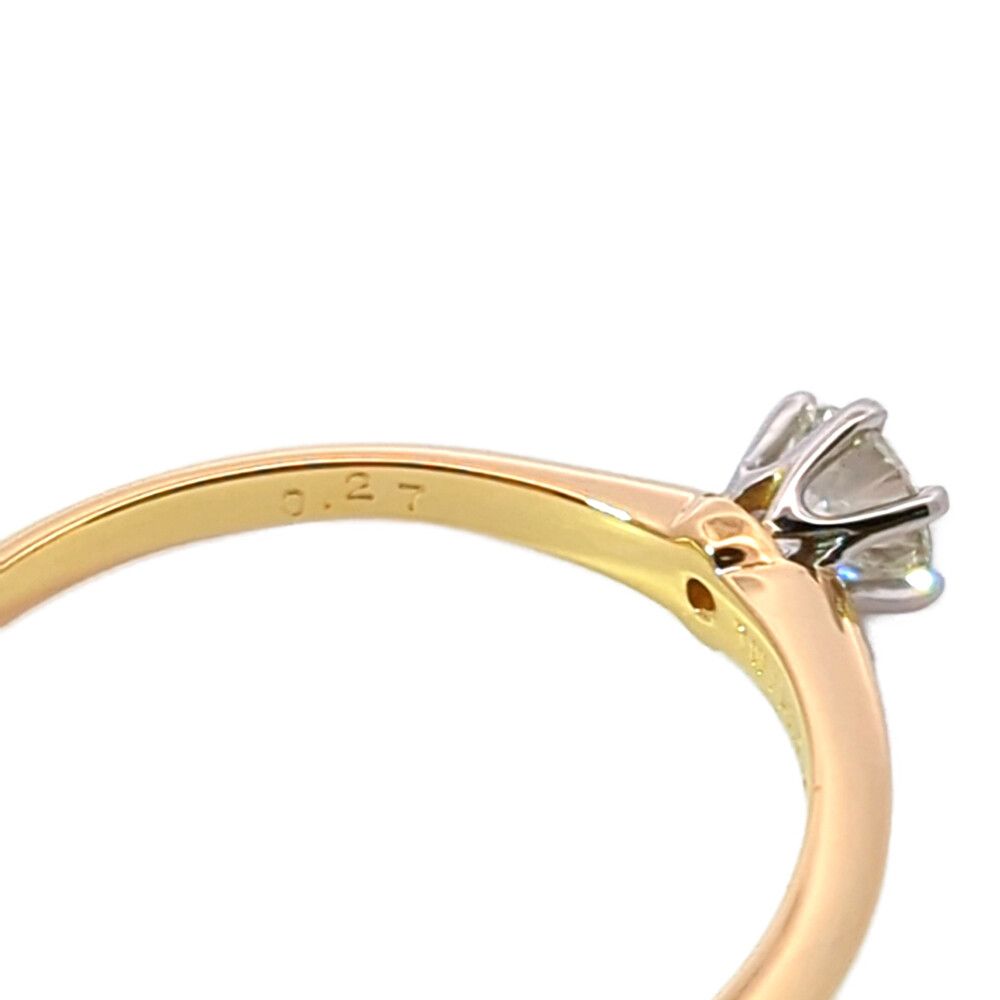 Tiffany & Co Single Diamond Ring Engagement 18k 750 Yellow Gold Platinum