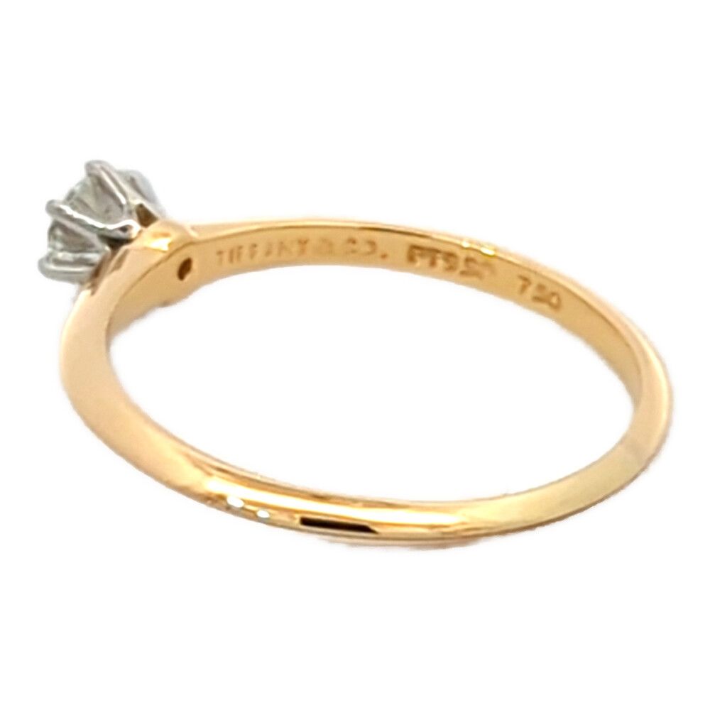Tiffany & Co Single Diamond Ring Engagement 18k 750 Yellow Gold Platinum