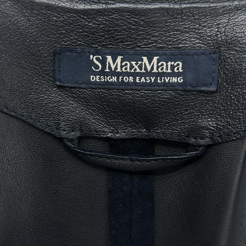 Max Mara S Coat I 40 Dark Navy Long Sleeve Suede