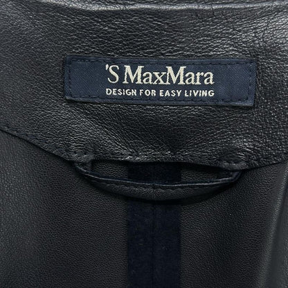 Max Mara S Coat I 40 Dark Navy Long Sleeve Suede