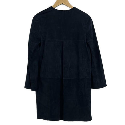 Max Mara S Coat I 40 Dark Navy Long Sleeve Suede