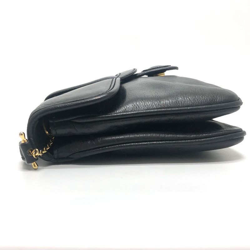Celine Shoulder Bag Logo Leather Black