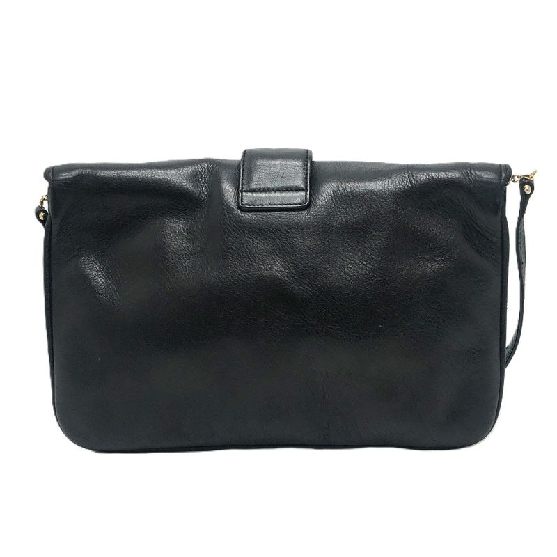 Celine Shoulder Bag Logo Leather Black