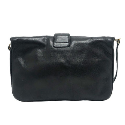 Celine Shoulder Bag Logo Leather Black
