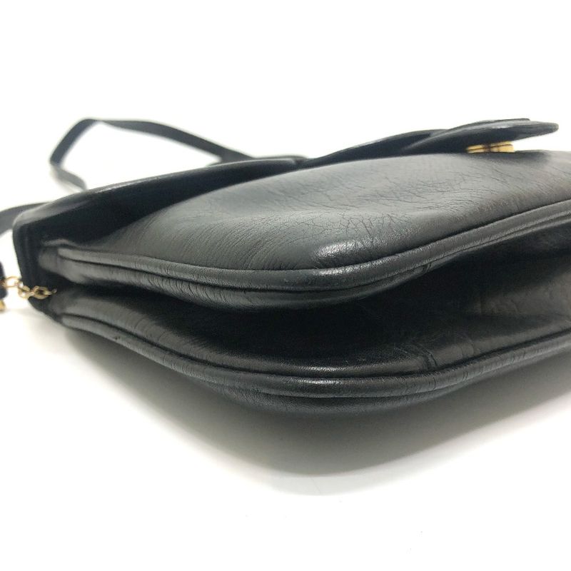 Celine Shoulder Bag Logo Leather Black