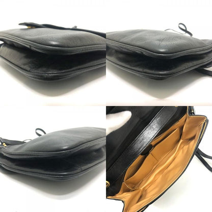 Celine Shoulder Bag Logo Leather Black