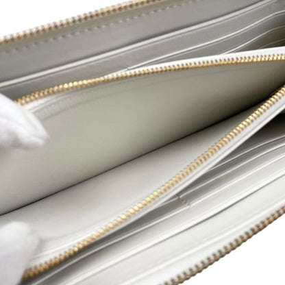 Bottega Veneta Wallet Cassette Zip Around Intrecciato White Gold