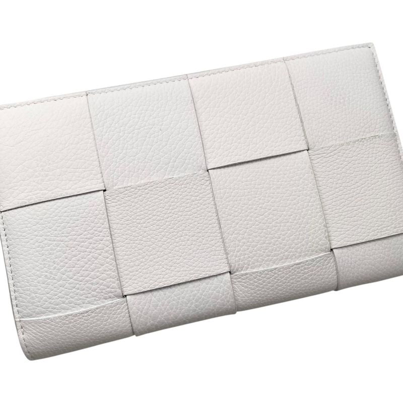 Bottega Veneta Wallet Cassette Zip Around Intrecciato White Gold