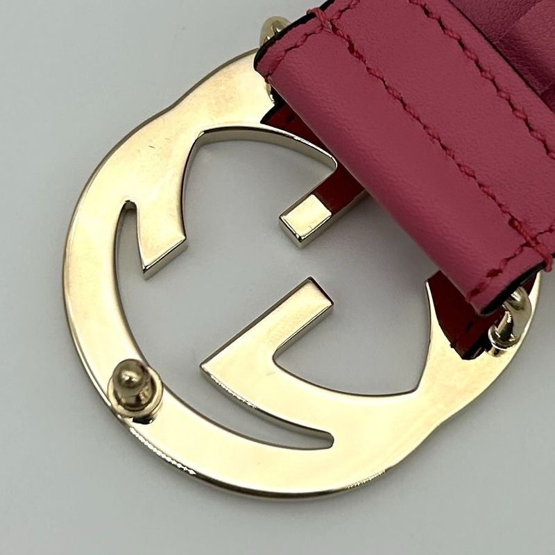 Gucci Belt Interlocking Leather Metal Pink Light Togo