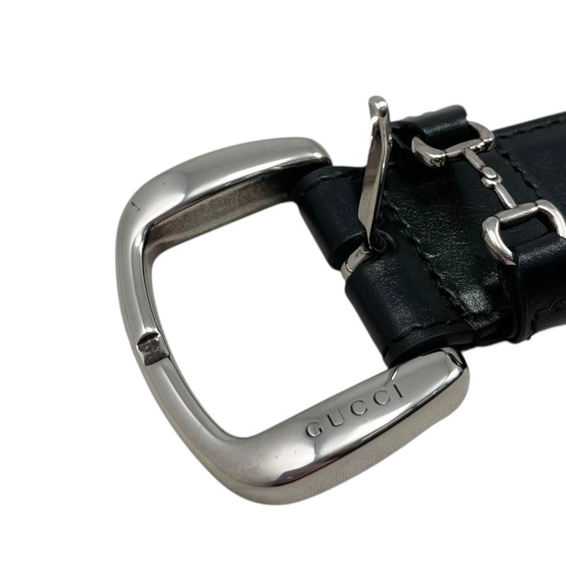 Gucci Belt Mini Horsebit Leather Black Silver