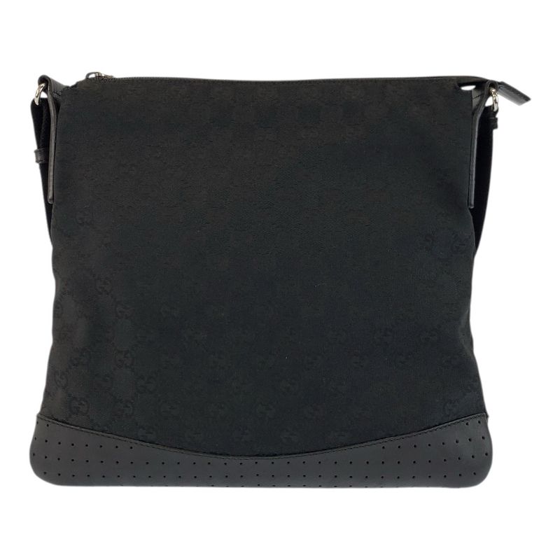 Gucci Black Silver GG Canvas Leather Shoulder Bag Pochette