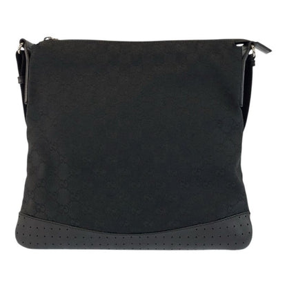 Gucci Black Silver GG Canvas Leather Shoulder Bag Pochette