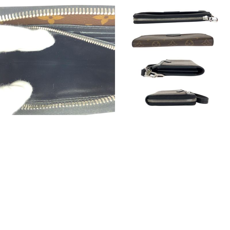 Louis Vuitton Monogram Macassar Zippy Dragonne Brown Black Silver Wallet