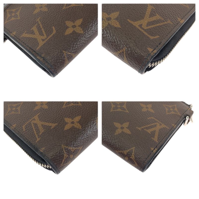 Louis Vuitton Monogram Macassar Zippy Dragonne Brown Black Silver Wallet
