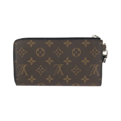 Louis Vuitton Monogram Macassar Zippy Dragonne Brown Black Silver Wallet