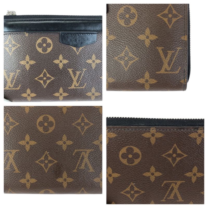 Louis Vuitton Monogram Macassar Zippy Dragonne Brown Black Silver Wallet