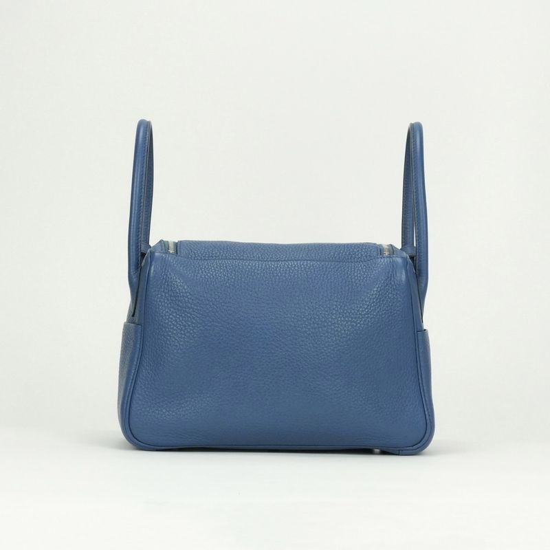 Hermes Lindy 26 Verso Tote Shoulder Bag Taurillon Clemence Blueagate Grismouette