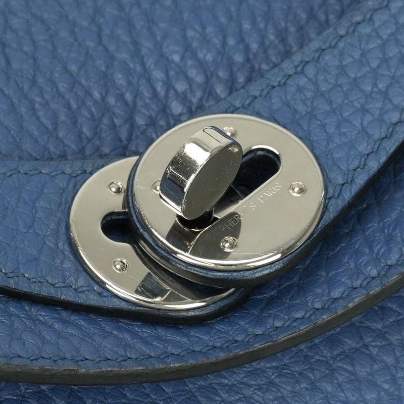 Hermes Lindy 26 Verso Tote Shoulder Bag Taurillon Clemence Blueagate Grismouette