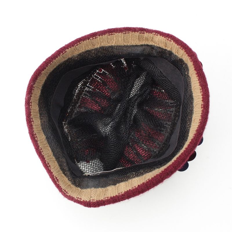 Prada S Decoration Bijou Mesh Sequin Bead Hat Black Red Multicolor