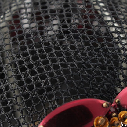 Prada S Decoration Bijou Mesh Sequin Bead Hat Black Red Multicolor
